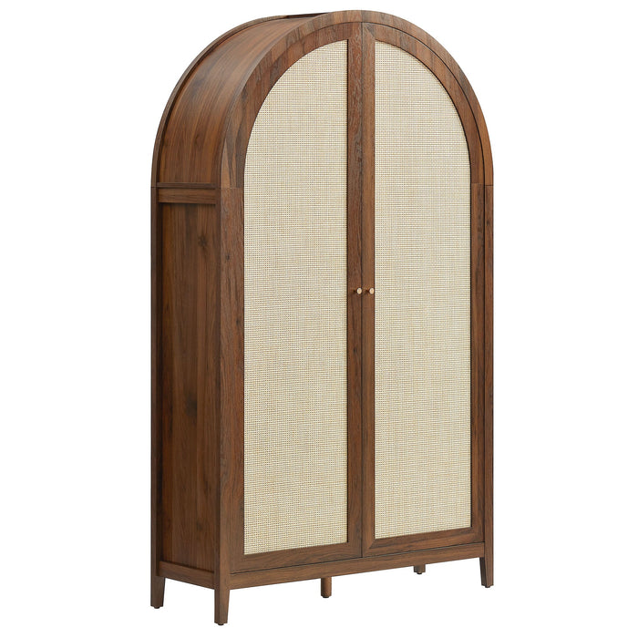 Calista 79" Tall Wide Rattan Arched Storage Cabinet