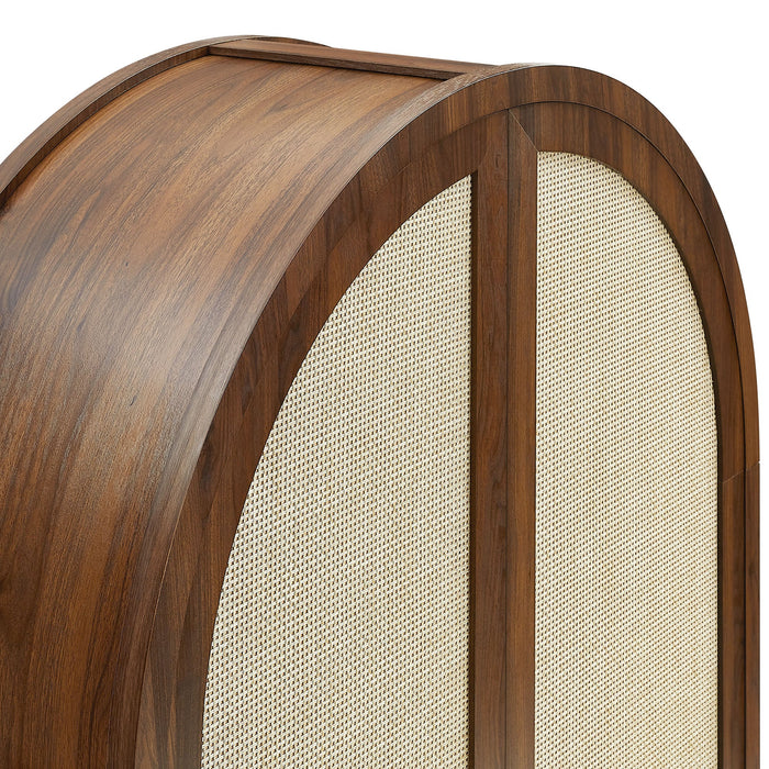 Calista 79" Tall Wide Rattan Arched Storage Cabinet