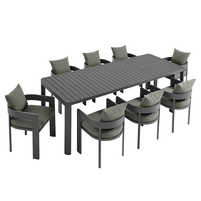 Modway Tahoe 9-Piece Outdoor Patio Aluminum Dining Set With Extendable Table - View 12