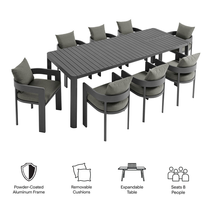 Modway Tahoe 9-Piece Outdoor Patio Aluminum Dining Set With Extendable Table - Installation View