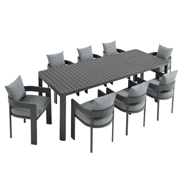 Modway Tahoe 9-Piece Outdoor Patio Aluminum Dining Set With Extendable Table - View 18