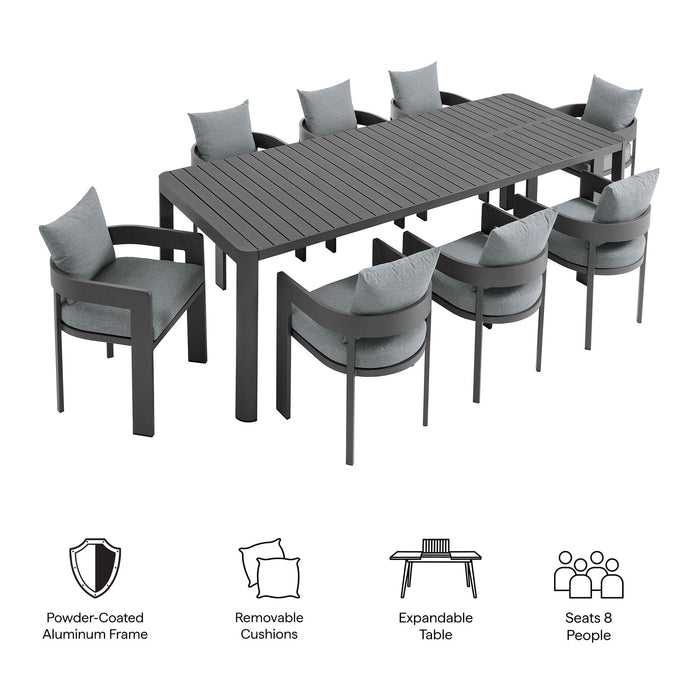 Modway Tahoe 9-Piece Outdoor Patio Aluminum Dining Set With Extendable Table - View 14