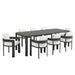 Modway Tahoe 9-Piece Outdoor Patio Aluminum Dining Set With Extendable Table in Gray
