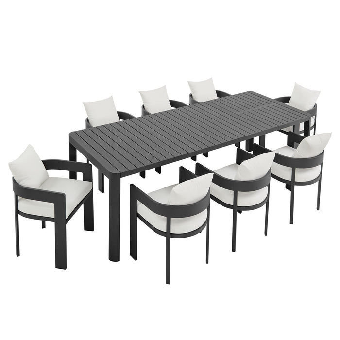 Modway Tahoe 9-Piece Outdoor Patio Aluminum Dining Set With Extendable Table - Dimensions
