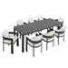 Modway Tahoe 9-Piece Outdoor Patio Aluminum Dining Set With Extendable Table - Dimensions