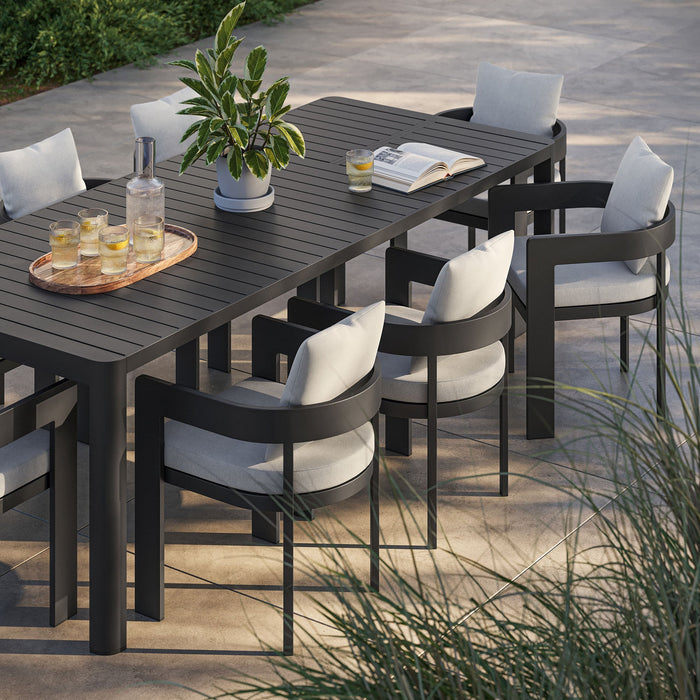 Modway Tahoe 9-Piece Outdoor Patio Aluminum Dining Set With Extendable Table - Lifestyle View