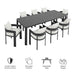 Modway Tahoe 9-Piece Outdoor Patio Aluminum Dining Set With Extendable Table in Gray - Side View