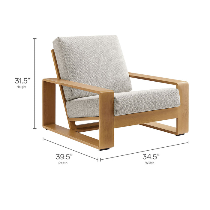 Lirienne Outdoor Patio Aluminum Faux Wood Armchair
