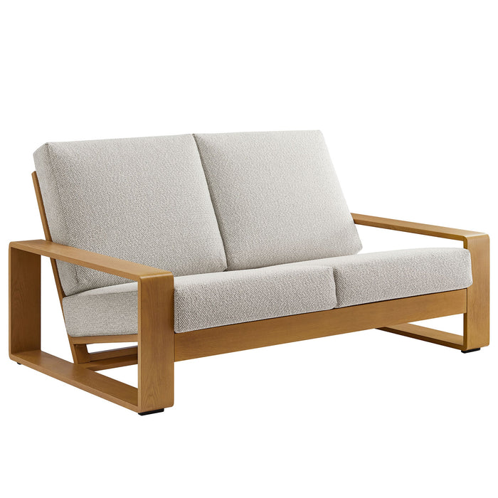 Lirienne Outdoor Patio Aluminum Faux Wood Loveseat