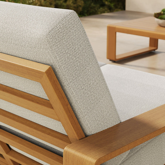 Lirienne Outdoor Patio Aluminum Faux Wood Loveseat