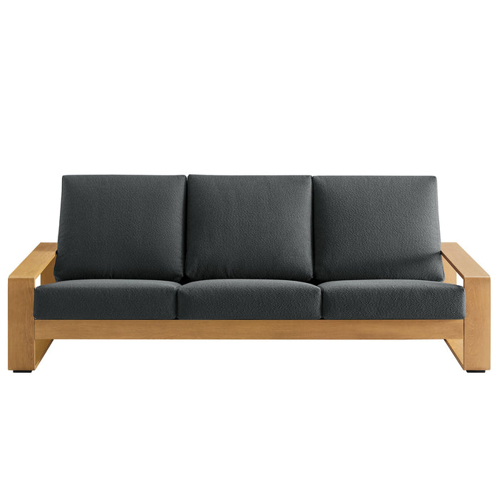 Lirienne Outdoor Patio Aluminum Faux Wood Sofa