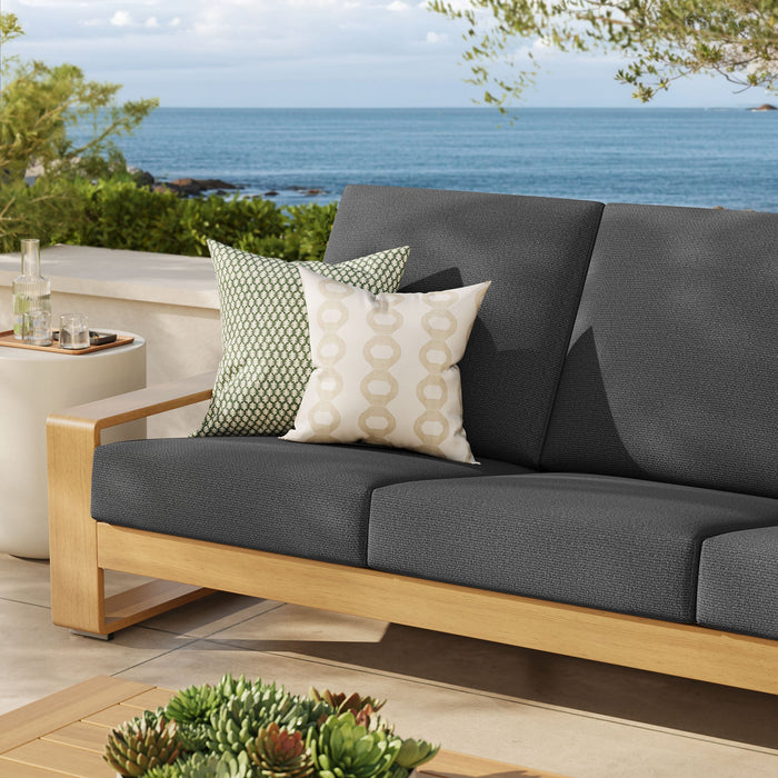 Lirienne Outdoor Patio Aluminum Faux Wood Sofa