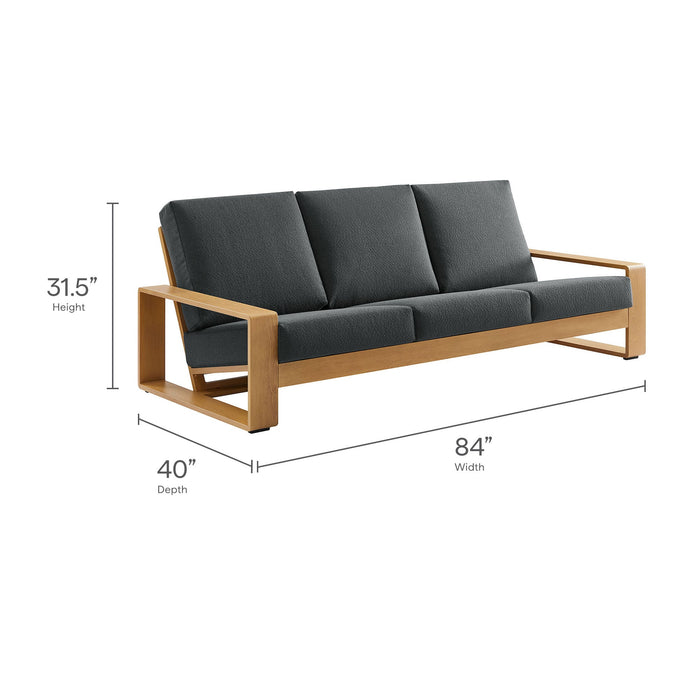 Lirienne Outdoor Patio Aluminum Faux Wood Sofa