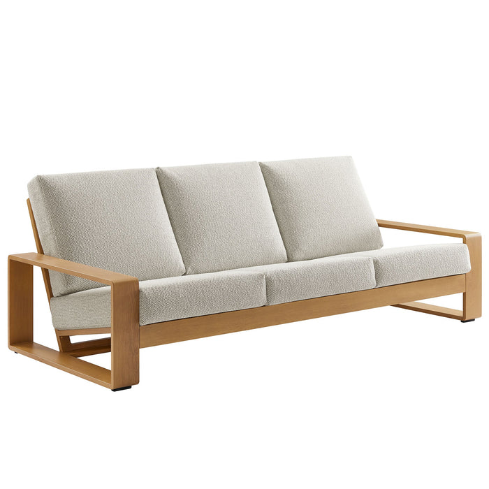 Lirienne Outdoor Patio Aluminum Faux Wood Sofa