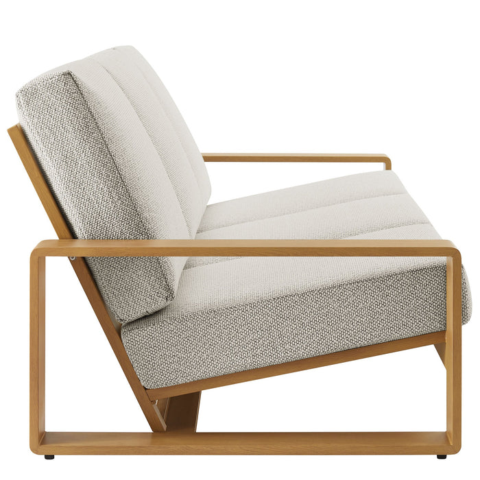 Lirienne Outdoor Patio Aluminum Faux Wood Sofa