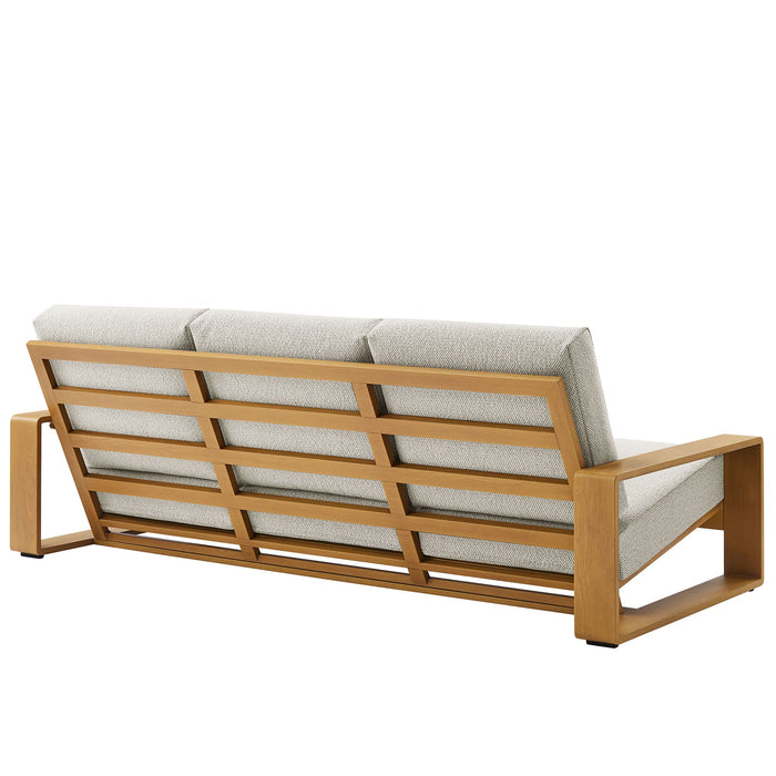 Lirienne Outdoor Patio Aluminum Faux Wood Sofa