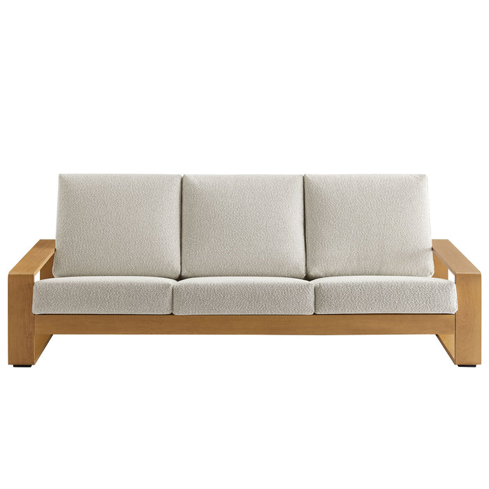 Lirienne Outdoor Patio Aluminum Faux Wood Sofa