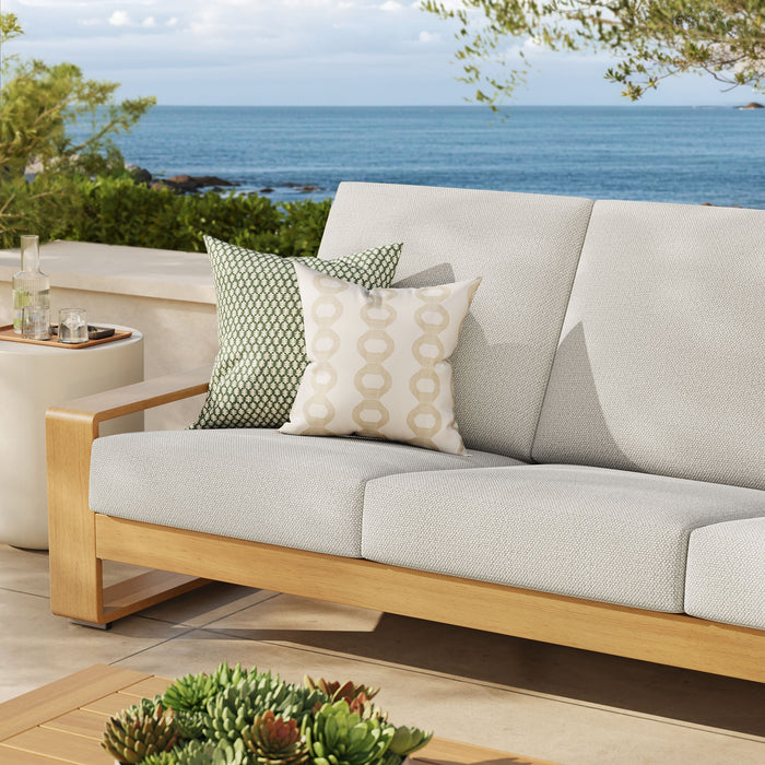 Lirienne Outdoor Patio Aluminum Faux Wood Sofa