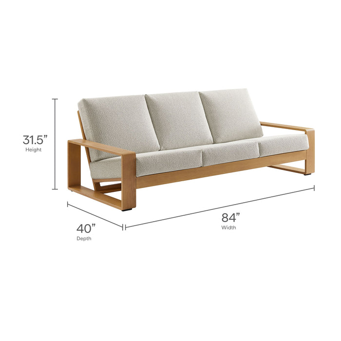 Lirienne Outdoor Patio Aluminum Faux Wood Sofa