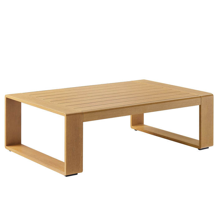 Lirienne Outdoor Patio Aluminum Faux Wood Coffee Table