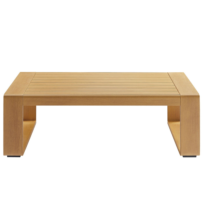 Lirienne Outdoor Patio Aluminum Faux Wood Coffee Table