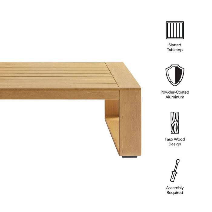 Lirienne Outdoor Patio Aluminum Faux Wood Coffee Table