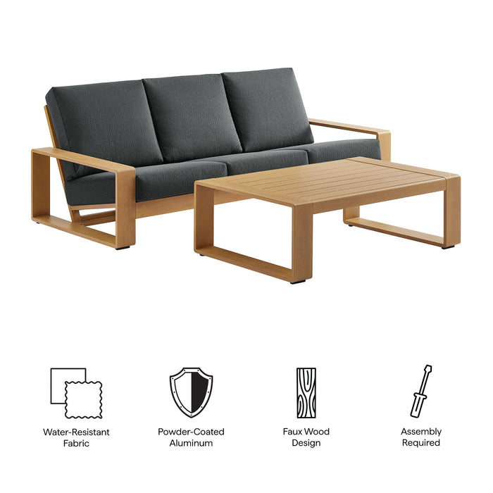 Lirienne 2-Piece Outdoor Patio Aluminum Faux Wood Furniture Set