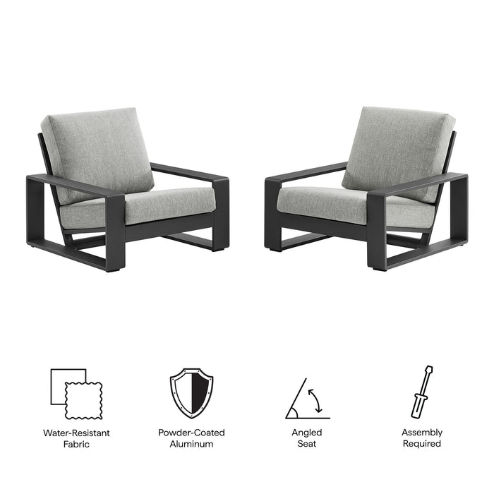 Lirienne Outdoor Patio Aluminum Faux Wood Armchairs Set of 2