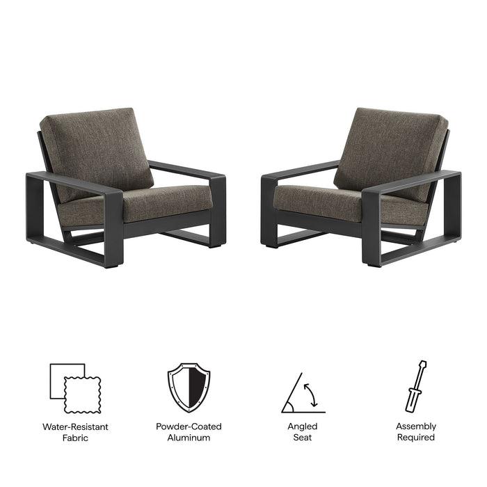 Lirienne Outdoor Patio Aluminum Faux Wood Armchairs Set of 2