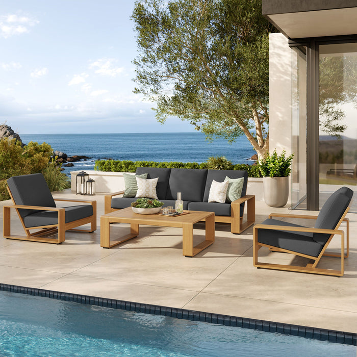 Lirienne 4-Piece Outdoor Patio Aluminum Faux Wood Furniture Set