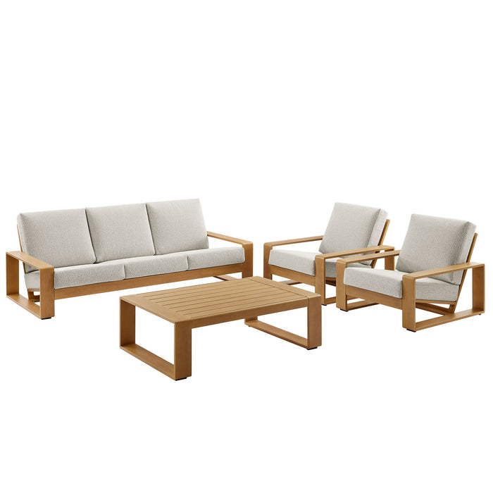 Lirienne 4-Piece Outdoor Patio Aluminum Faux Wood Furniture Set