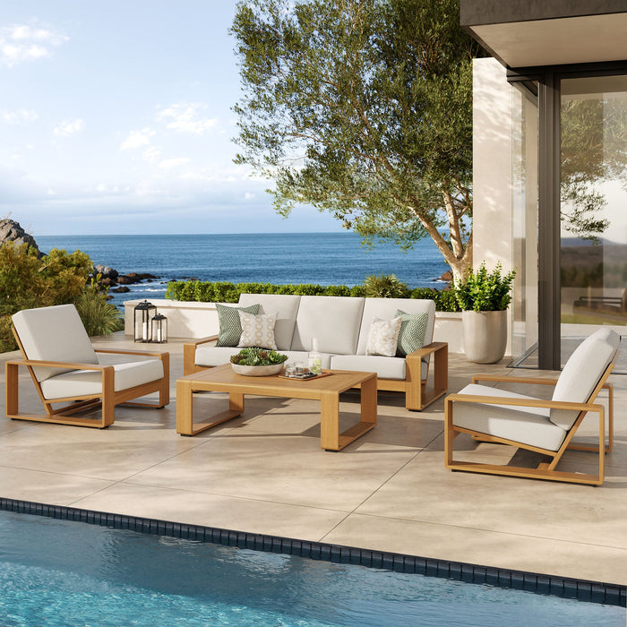 Lirienne 4-Piece Outdoor Patio Aluminum Faux Wood Furniture Set