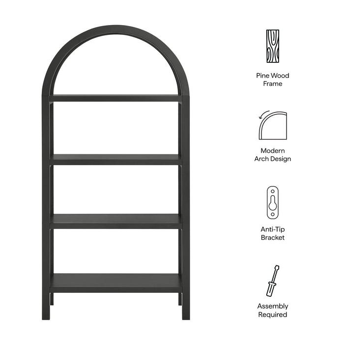 Vexley 60 Inch Arched Bookshelf
