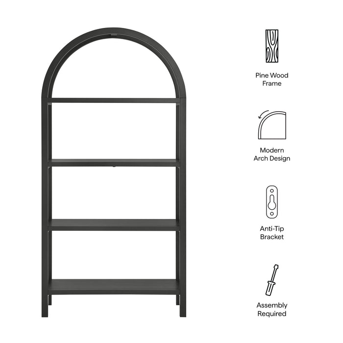 Vexley 72 Inch Large Arched Bookshelf