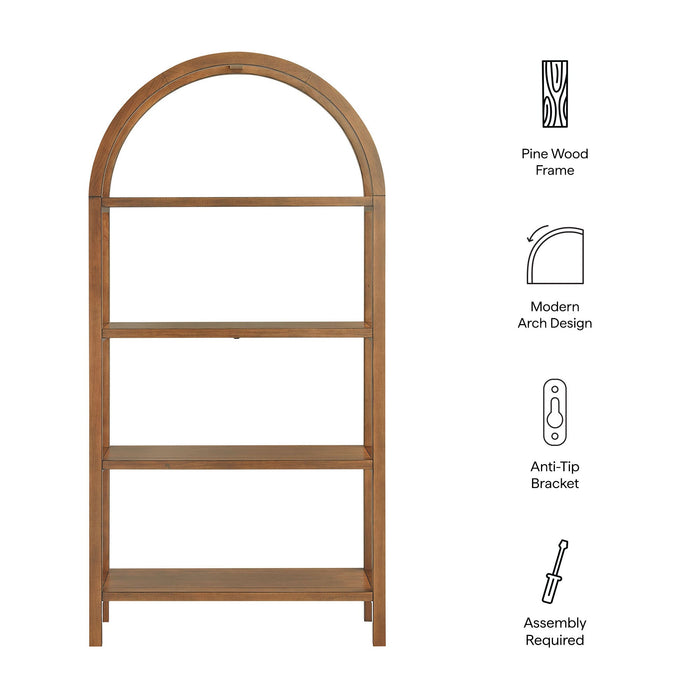 Vexley 72 Inch Large Arched Bookshelf