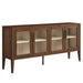 Modway Nell 72" Glass Door Sideboard Storage Display Cabinet in Brown - Side View
