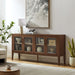 Modway Nell 72" Glass Door Sideboard Storage Display Cabinet in Brown
