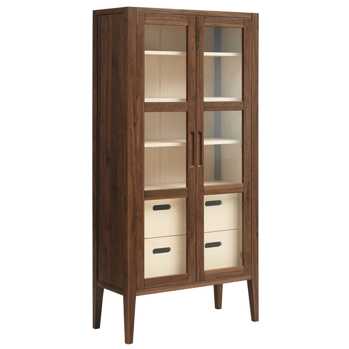 Nell 71" Glass Door Tall Display Storage Cabinet
