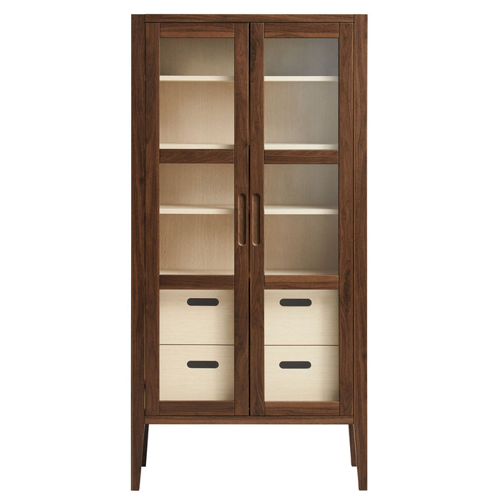 Nell 71" Glass Door Tall Display Storage Cabinet