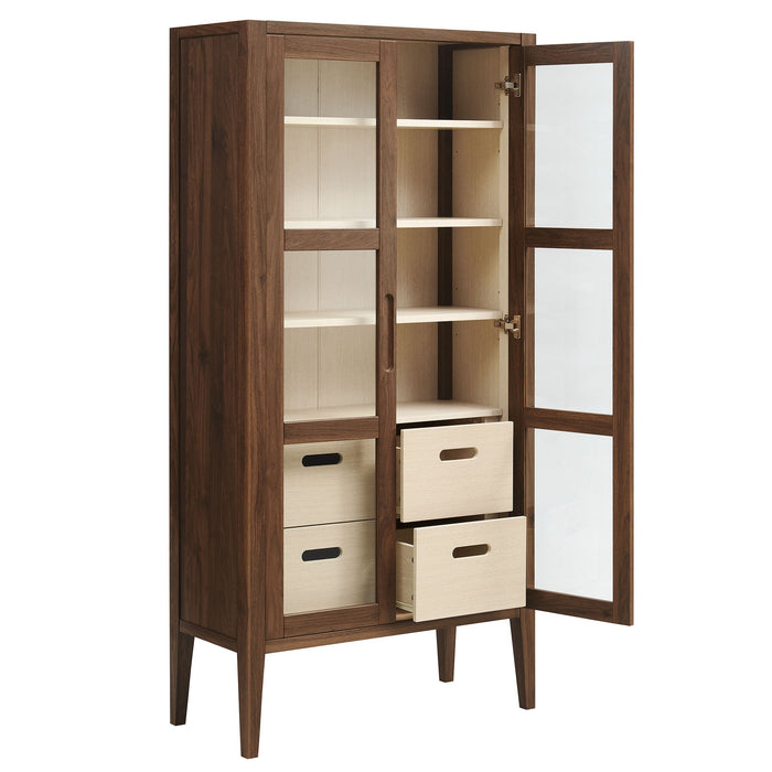 Nell 71" Glass Door Tall Display Storage Cabinet