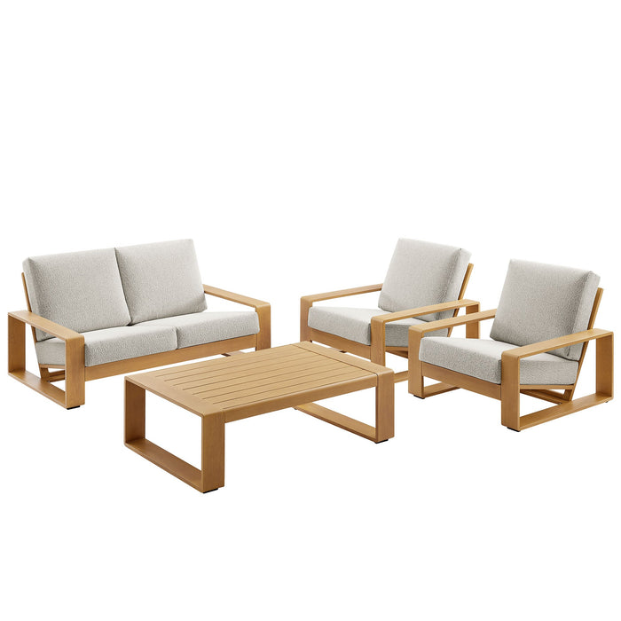 Lirienne 4-Piece Outdoor Patio Aluminum Faux Wood Furniture Set