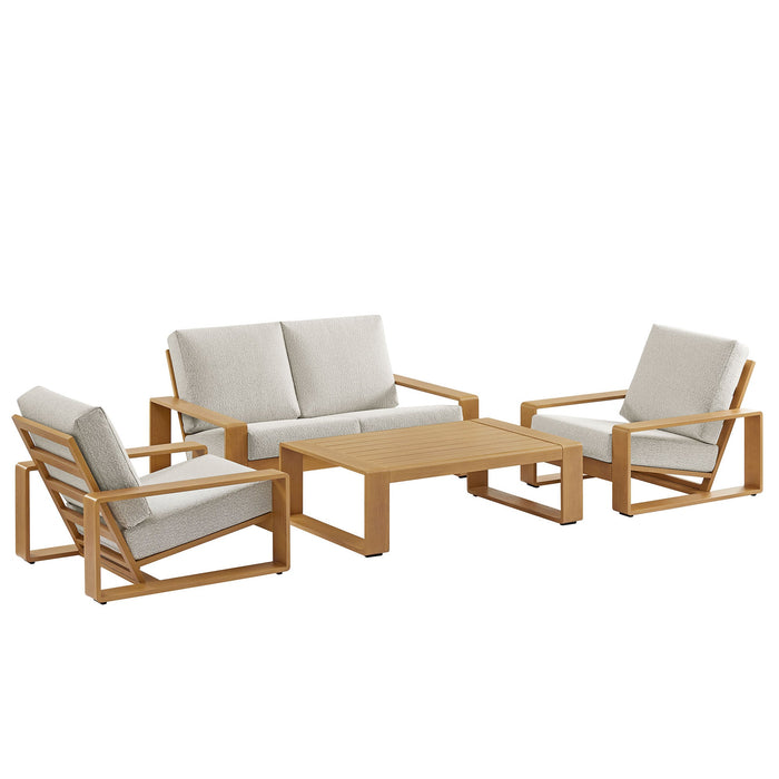 Lirienne 4-Piece Outdoor Patio Aluminum Faux Wood Furniture Set