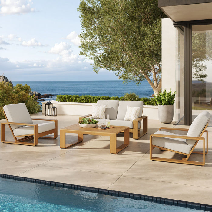 Lirienne 4-Piece Outdoor Patio Aluminum Faux Wood Furniture Set