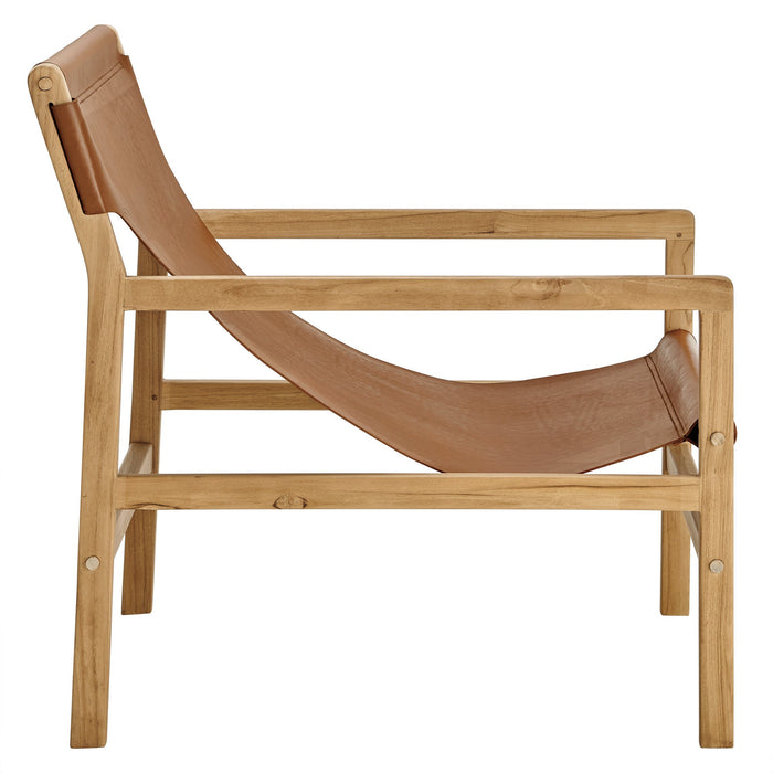 Modway Sonora Leather Sling Chair Living Room Furniture - Lifestyle View