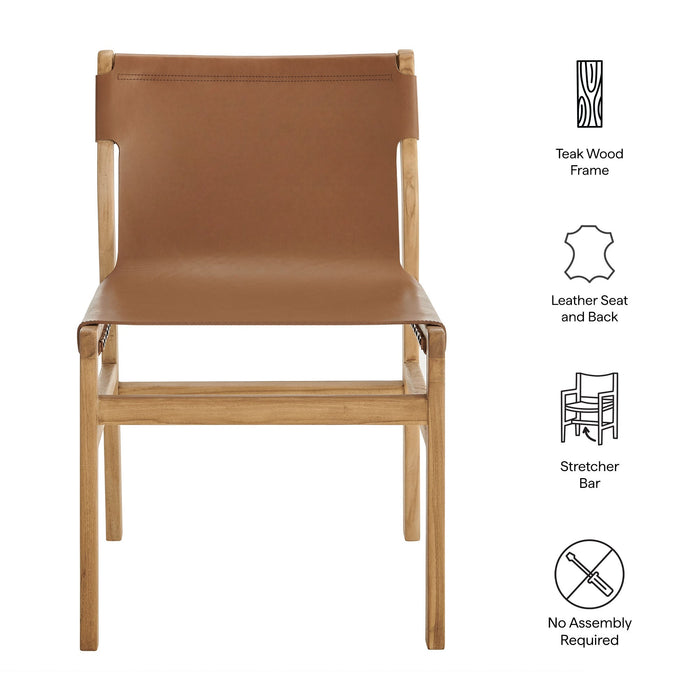 Modway Sonora Leather Dining Side Chair in Brown - Side View