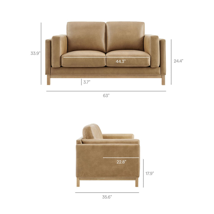 Modway Roscoe 63 inch Upholstered Loveseat Living Room Furniture in Brown - Detail View
