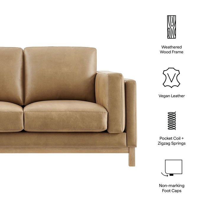 Modway Roscoe 63 inch Upholstered Loveseat Living Room Furniture in Brown - Side View
