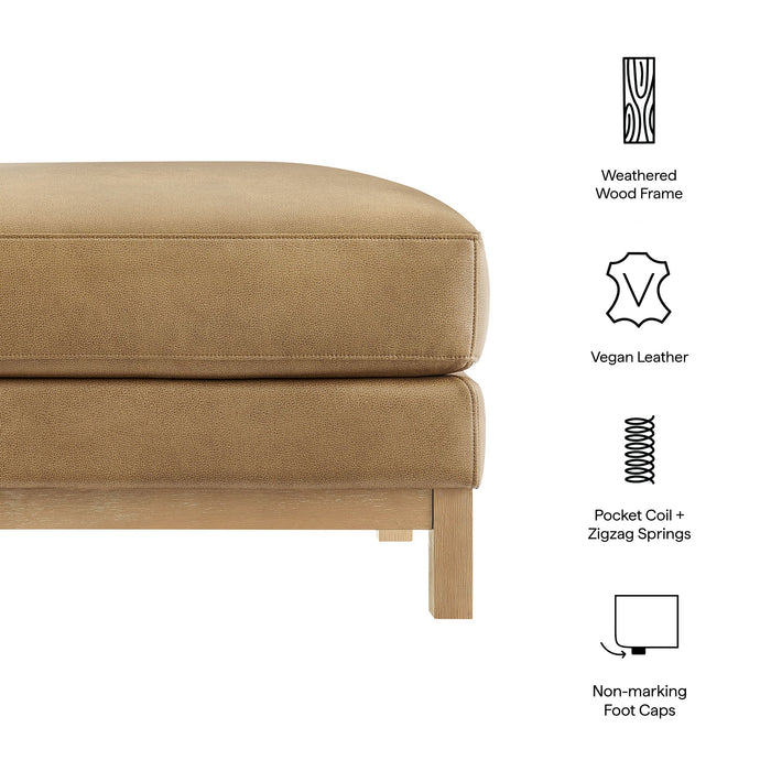 Modway Roscoe Upholstered Ottoman Living Room Furniture in Brown - Side View