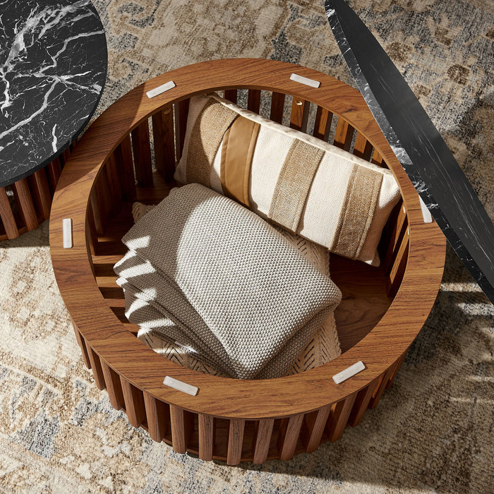 Fortitude Round Faux Marble Top Nesting Coffee Table Set