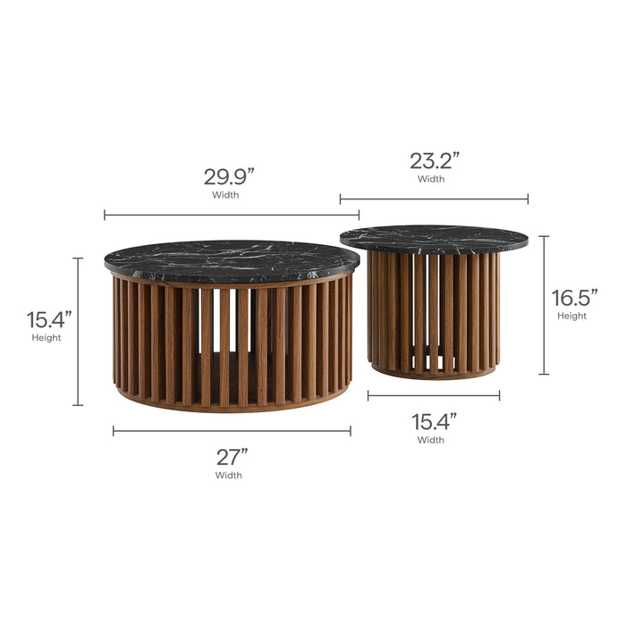 Fortitude Round Faux Marble Top Nesting Coffee Table Set